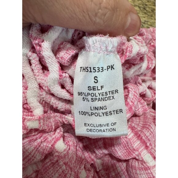 THML Womens Pink Smocked Bubble Poof Sleeve Top S Princess Cottage Core Prairie - Picture 9 of 10